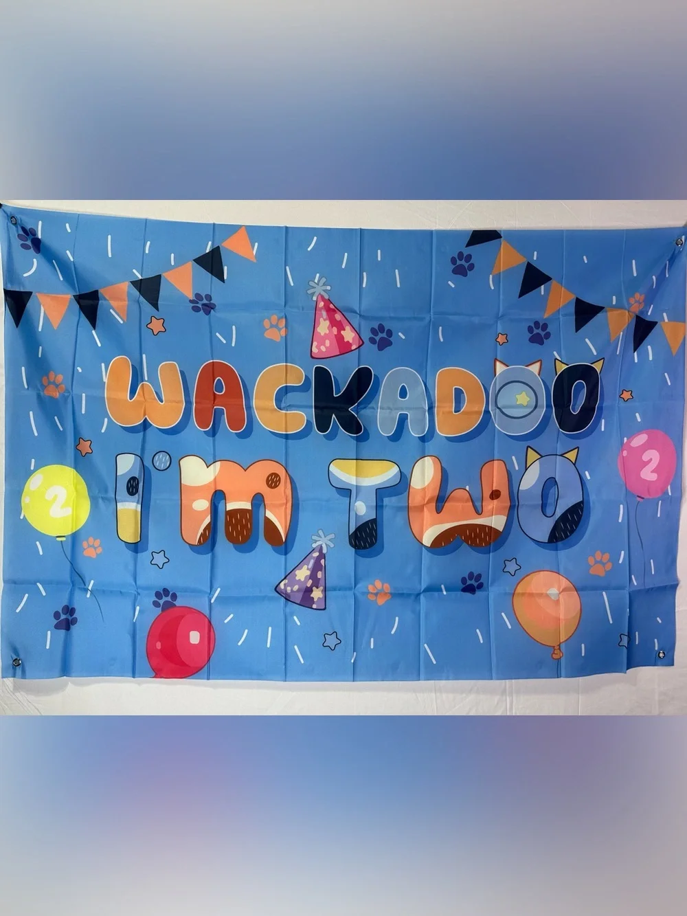 Bluey Theme “Wackadoo I’m Two Birthday Backdrop Banner 5x3